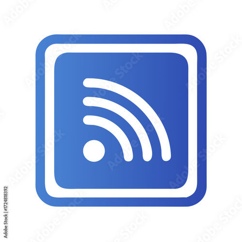 Flat Vector WiFi Sign Icon — Blue and White Wireless Signal Symbol for Internet and Network Design