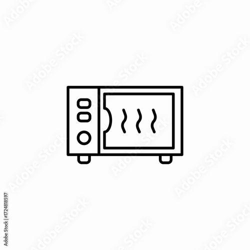 heated microwave oven icon sign vector