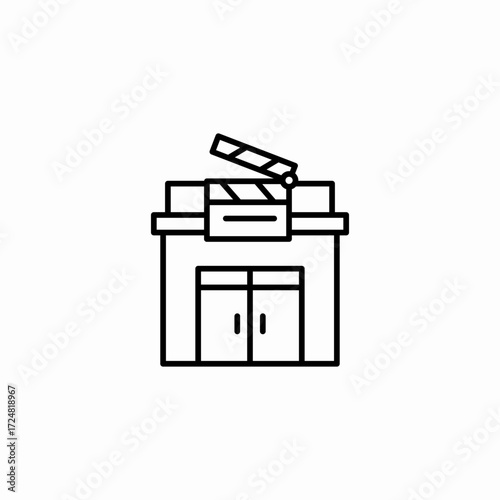 movie studio building icon sign vector
