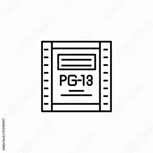 pg 13 movie icon sign vector