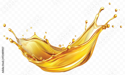 realistic smooth clean and fresh engine or cooking oil splash in curve style  isolated on white background