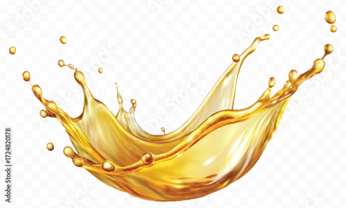 realistic smooth clean and fresh engine or cooking oil splash in curve style  isolated on white background