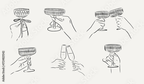 Konstfotografi illustration hand with glasses , Cheers,cin cin