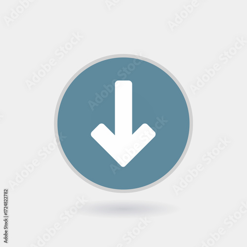 Circular Teal Download Arrow with Shadow