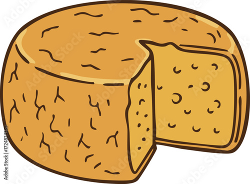 Round cheese wheel with wedge cut out