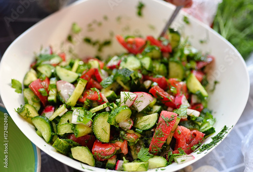 Vegetable salad in a plate