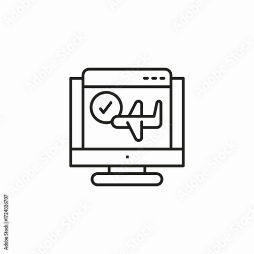 online flight check-in icon sign vector