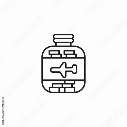 plane pin bottle icon sign vector