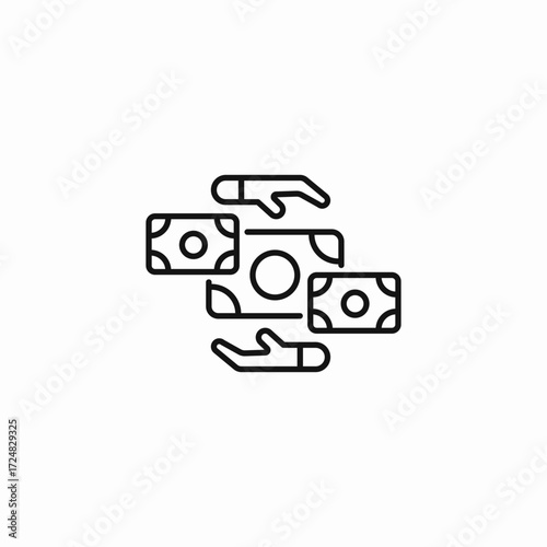 hands receiving money icon sign vector