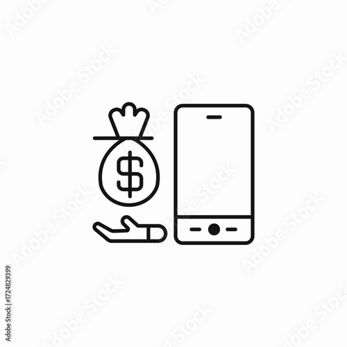 mobile money transfer icon sign vector