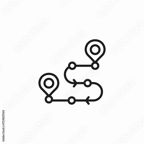 route with pins icon sign vector