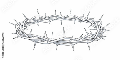 Artistic illustration of a crown of thorns, created with clean outlines and minimal shading