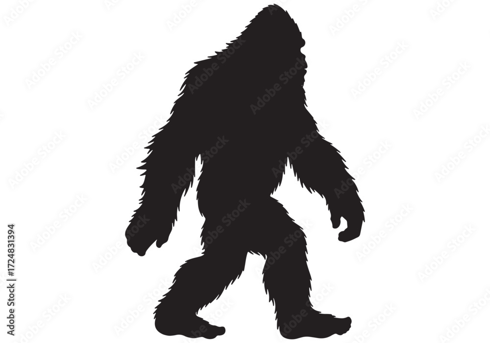Fototapeta premium Bigfoot Sasquatch Yeti Silhouette Walking Mythical Creature Legend