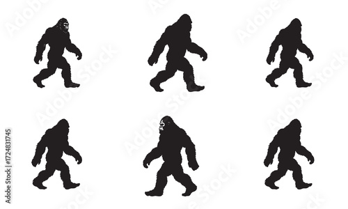 Bigfoot Sasquatch Yeti Silhouette Walking Mythical Creature Legend