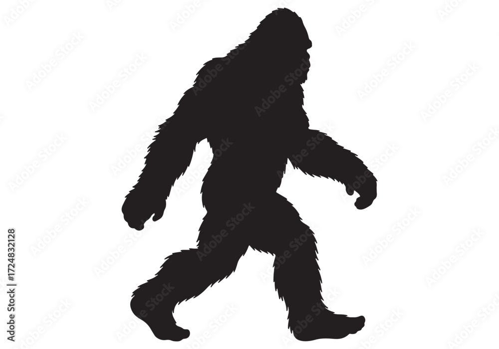 Fototapeta premium Bigfoot Sasquatch Yeti Silhouette Walking Mythical Creature Legend