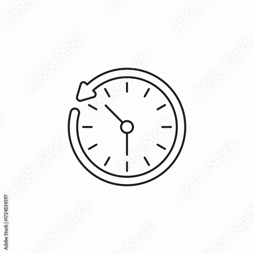 clock with back arrow icon sign vector