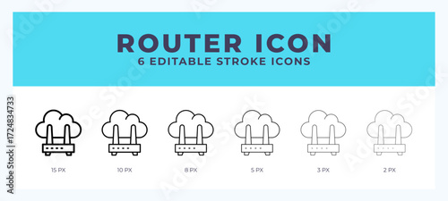 Router icon symbol. Logo illustration thin line. Bold line vector icons. Editable stroke