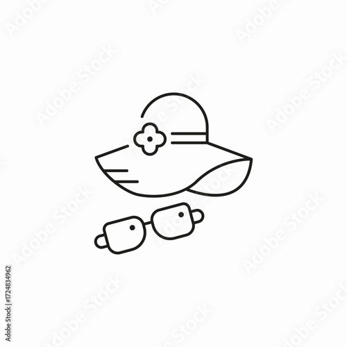 sun hat and sunglasses icon sign vector