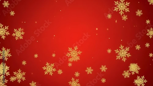 Christmas season begins. Christmas Gold Snowflake Pattern Red Background Creates Festive Holiday Atmosphere for Joyful Celebration and Seasonal Decor