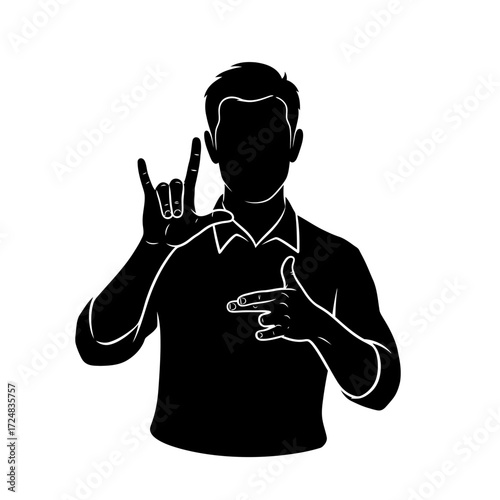 Male Sign Language Interpreter Communicative Vector Silhouette Inclusivity Access Service