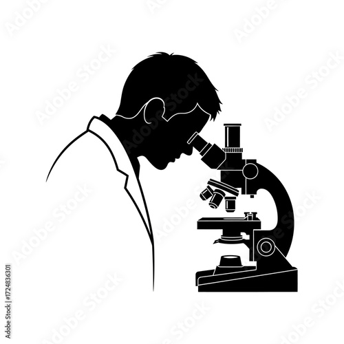 Concentrated Silhouette of a Scientist Engaged in Deep Research Problem Solving Innovation