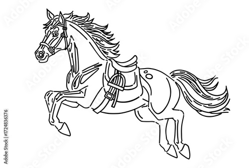 跳ねている馬の線画