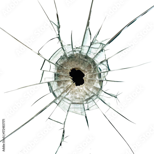 Bullet hole isolated on transparent background  
