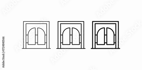 arched double doors icon sign vector