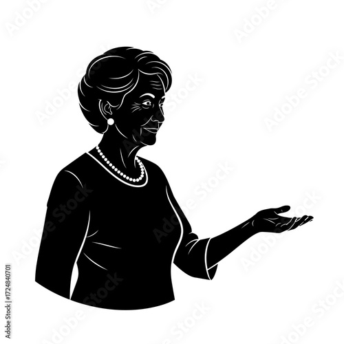Senior Female Mentor Silhouette Offering Guidance Vector Support Wisdom Generational