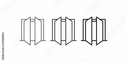 double doors open icon sign vector
