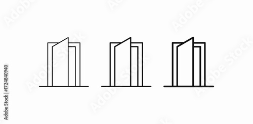 double doors ajar icon sign vector