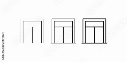 double doors with window icon sign vector