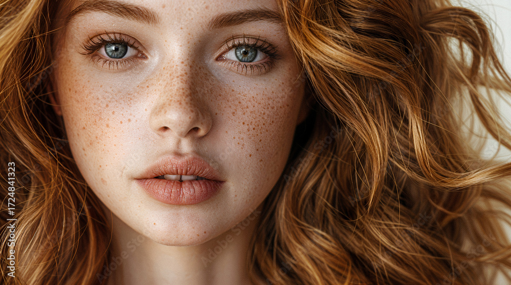 custom made wallpaper toronto digitalStunning portrait of a young woman with flowing auburn hair and striking features in natural light