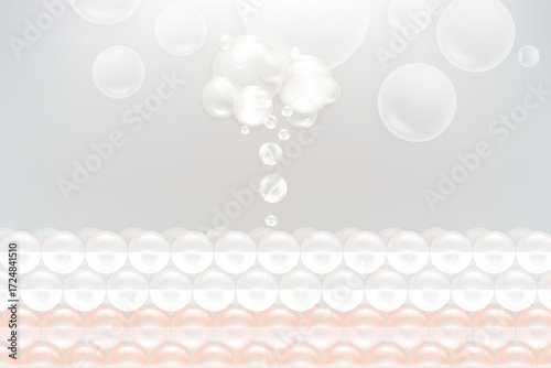 Hyaluronic acid and Niacinamide hair and skin solutions ad, white collagen serum drops into skin cell with cosmetic advertising background ready to use, illustration vector.	