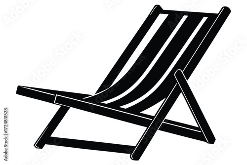 beach chair vector icon silhouette