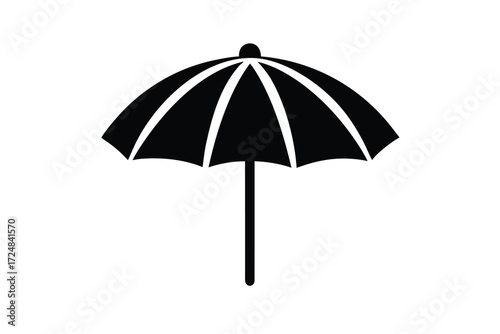 beach umbrella vector icon silhouette