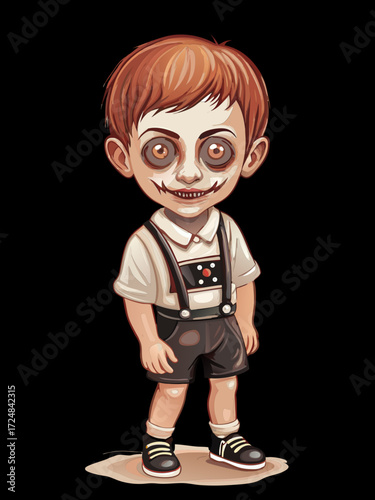 bambino mascherato per  Halloween, zombie, Dracula, vampiro 01