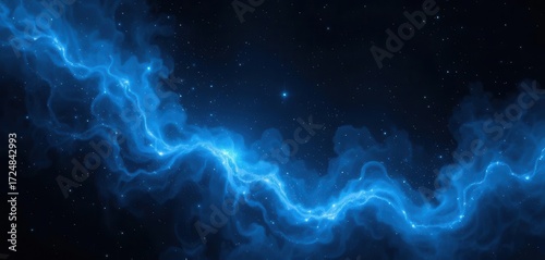 Celestial Shimmer  Sparkling Indigo Light Scattering in Deep Space, Dreamlike Universe Background
