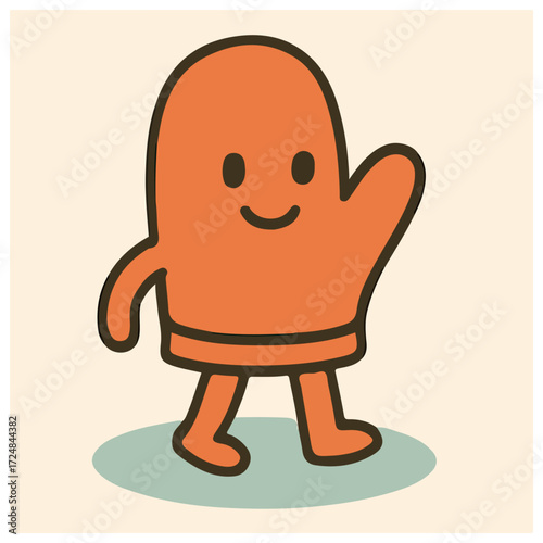 Oven Mitt Mascot — Heat Protection Kitchen Glove Character, Cute Minimal Vector
