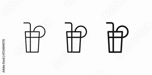 glass with straw icon sign vector