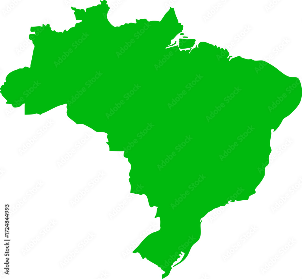 Obraz premium Bold Green Outline Map of Brazil: Simple, Clean, and Informative Geographic Vector Illustration
