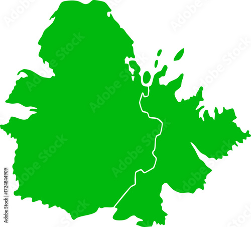 Simplified Green Map of Antigua and Barbuda: Clean, Modern, Geographic Vector Illustration.

