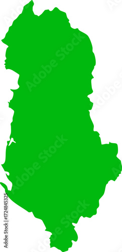 Albania: Simple Green Outline Map, Geographic Location, Balkan Peninsula


