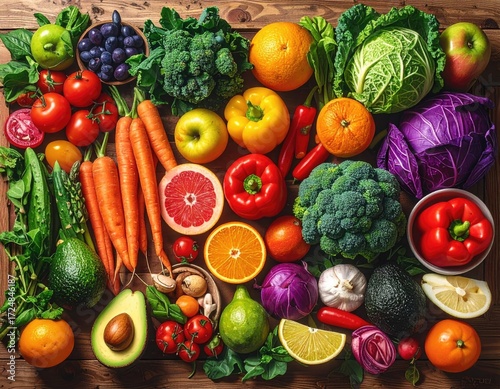 Wallpaper Mural Vibrant array of fresh fruits & vegetables Torontodigital.ca