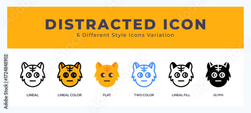 Distracted cat icon for web. mobile apps and ui.