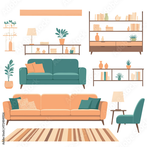 Colorful living room furniture collection
