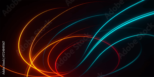Colorful glowing lines create an abstract fractal wave pattern on a dark backdrop for **