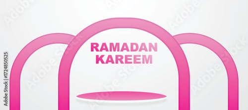 geometric pink podium for product placement with circular background and editable color