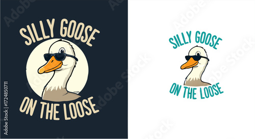 Funny goose with sunglasses