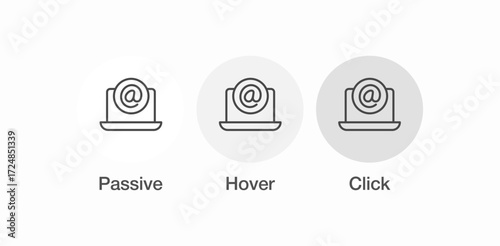 laptop screen at-sign icon sign vector